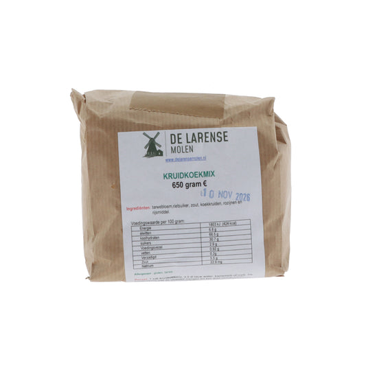 De Larense Molen Kruidkoekmix 650g, vooraanzicht verpakking